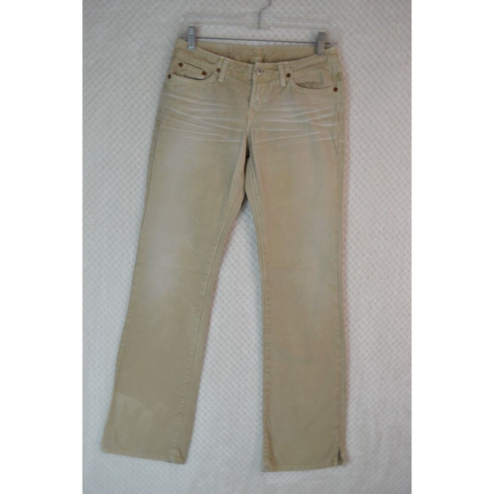 Lucky Brand Dungarees Wonder Jeans Women's 0/25 Long Length Tan Distressed Jeans